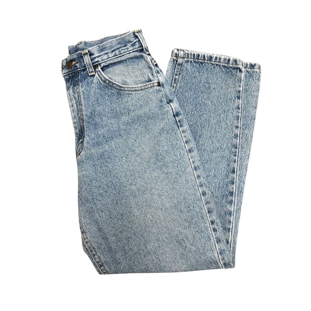 VTG Lee High Rise Taper Mom Jeans 90s Light Stone Wash Denim 8P Model Off Duty